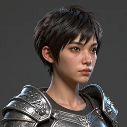 hyper detailed substance painted 3 d full body turnaround character portrait of a woman with a pixie cut and dragon inspired armor with a realistically proportioned face, photorealistic eyes, good value control, smooth, realistic shading, realistic face details, painted texture maps, good colors, illustration, substance painter, ultra realistic, very highly detailed, segmented armor