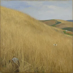 neo-rococo expressionist painting of a dry grassy hillside