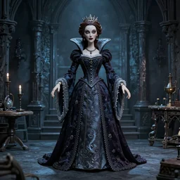 photo taken of an epic intricate, ultra detailed, super realistic stop motion puppet of a majestic gracious regal aristocratic brunette female vampires in a gothic victorian filmset studio created by weta workshop and tim burton, menacing, wide angle, full body shots, photorealistic, sharp focus, gloomy, extremely cold blueish colour temperature, 3 5 mm, f 1. 4