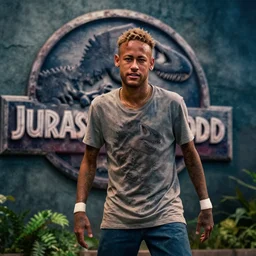 a still of neymar jr in jurassic world, cinematic shot, cinematic lighting, 4k HD