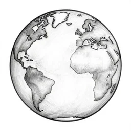 a portrait of globe earth in drawing black and white, cgsociety