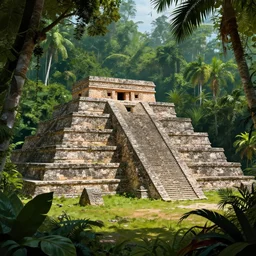 exotic tropical jungle, astec ruins of el dorado, concept art, matte painting, 4k , clean post process, film still, style by raphael lacoste, eddie mendoza, alex ross