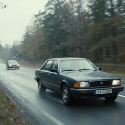 car chase in the style of simon stalenhag