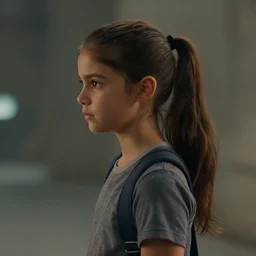 film still of real life leela with ponytail in the new scifi movie, 4 k