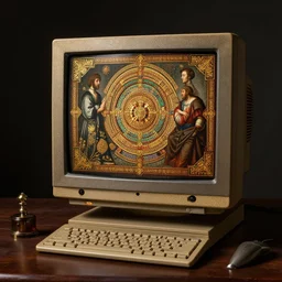 still life of ornate chinese cyberpunk aztec computer crt screen by hieronymus bosch, baroque painting, perfect composition, detailed octane render trending on artstation, 8 k artistic photography, volumetric cinematic perfect light, chiaroscuro, masterpiece, raphael, caravaggio, beksinski, rutkowski