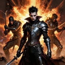 portrait of a skinny punk goth wizard wearing armor by simon bisley, john blance, frank frazetta, fantasy, thief warrior explosion