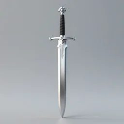 A high-detail render of a simple yet ultra powerful sword made of the purest silver and steel, octane 4k render