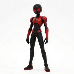Full body character, black and red, character design