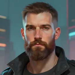 man with beard, high detail, smooth coloring, digital painting, artstation, artby artgerm and grer rutkowsky, cyberpunk