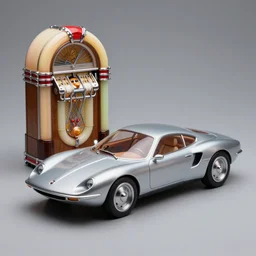 diorama, futuristic concept car, 1950s,jukebox,8K, by syd mead