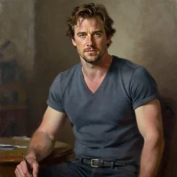 herry cavill, attractive male, painting by craig mullins