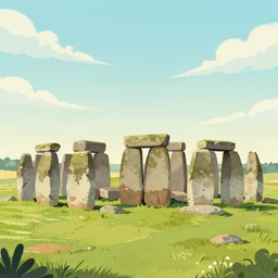 stonehenge, storybook illustration