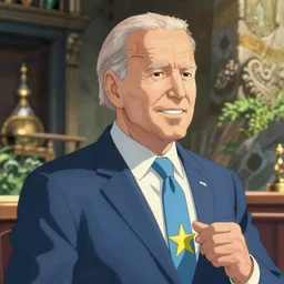 cel - shaded image of joe biden as tingle from legend of zelda, studio ghibli animation cel by moebious