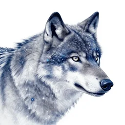 detailed illustration of wolf made out of stars by brian serway