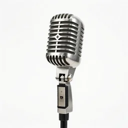 vintage microphone, 8k product photo, isolated on a pure white background, centered, entire object in frame, sharp focus, soft studio lighting