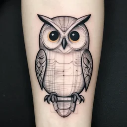 an owl tattoo, abstract, concept art, construction plan