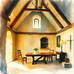 abstract watercolor painting of hedonic scandinavian king house interior, in stone, low ceiling, magical and traditional, cinematic light, national romanticism by anders zorn, by greg rutkowski, by greg manchess