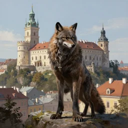 werewolf in the city lviv high castle, portrait, highly detailed, full body, digital painting, trending on artstation, concept art, sharp focus, illustration, art by artgerm and greg rutkowski and magali villeneuve