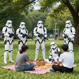 stormtroopers having a picnic in a park, hyperdetailed, artstation, cgsociety, 8k