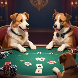 dogs playing poker, digital art, artstation, high details