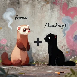 ( ( ( ferret * weasel * stoat ) / fursona ) * ( red + black ) + ( ( smoke / backing ) ) ) = ( wall + graffiti )