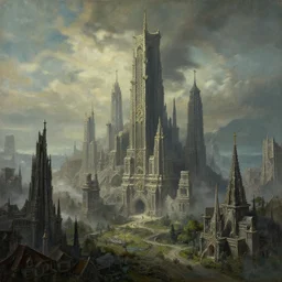 a city of skyscrapers in elden ring, matte painting, extremely detailed, elden ring, oil on canvas, trending on artstation