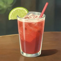 the illustration of a delicious michelada in studio ghibli style