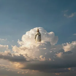 wide angle sky with centered virgin mary cloud