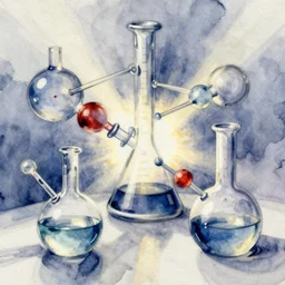 chemical reaction, intricate scientific watercolor painting by john singer sargent