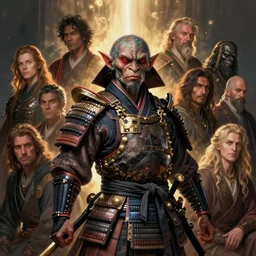 quarter length portrait of a samurai hobgoblin, d & d, fantasy, greg rutkowski, frank frazetta, alexandre chaudret, boris vallejo, michael whelan, miro petrov, hr giger, magali villeneuve, donato giancola