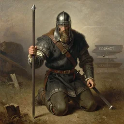 Skandinavian Berserker on his knees, painting by John Atkinson Grimshaw