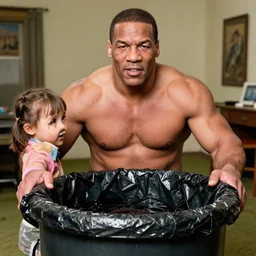 mike tyson mukbang, hyperrealistic, garbage pail kids