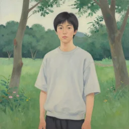 a portrait of a character in a scenic environment by hsiao - ron cheng, chie yoshii