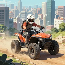 off - road race in a dense city. art style by kim hyung tae.