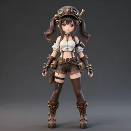 cute anime steampunk girl full body full detail 4 k portrait
