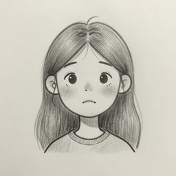 pencil sketch of an ugly but cute woman
