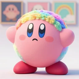 a fluffy, rainbow - laque kirby by sho murase, alfred kubin, trending on artsstation