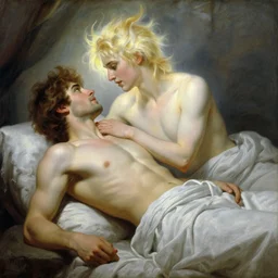 attractive lucifer morning casting illusion over attractive mortal man. highly detailed painting by gaston bussiere, craig mullins, j. c. leyendecker 8 k
