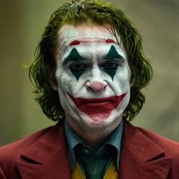Film still close-up shot of Dwayne The Rock Johnson as The Joker from the movie The Dark Knight. Photographic, photography