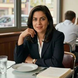 Alexandria Ocasio-Cortez in a diner, by Norman Rockwell