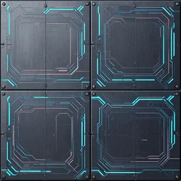 robotic panel lining, pattern, cyberpunk, graphic design, tileable, substance painter, tron lines, fall of cybertron textures, artstation