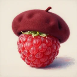 a beautiful painting of a raspberry that looks like a beret