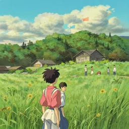 a beautiful scenic painting by artgerm and hayao miyazaki and wes anderson and spike jonze