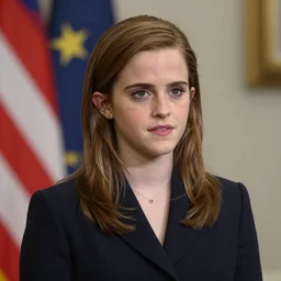 emma watson as president, hyper realistic