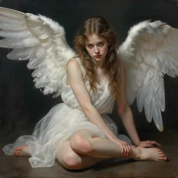 stylized portrait by aykutmakut of an artistic pose, composition, young cute serious fancy fallen angel, cinematic moody colors, realistic shaded, fine details, realistic shaded lighting poster by ilya kuvshinov, magali villeneuve, artgerm, jeremy lipkin and michael garmash and rob rey