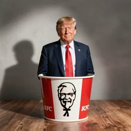 Donald Trump in a KFC bucket