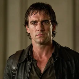 Julius Caesar as The American Psycho, cinematic still, sweating hard
