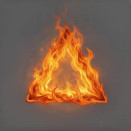 illustration of a flaming triangle floating in the sky, realistic painting, classical painting, high definition, digital art, matte painting, very detailed, realistic