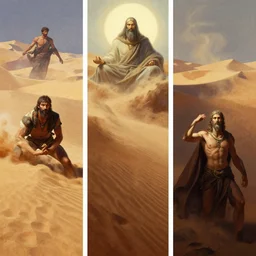 4 seasons of peace of desert truth God Sand menace in the style of Frank Frazetta, Jeff Easley, Caravaggio, extremely clear and coherent, 8K resolution-W 1024