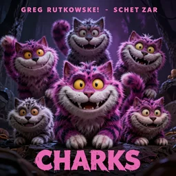 the cheshire cat concepts are by greg rutkowski and chet zar, horror movie poster, photo realistic, satanic, award - winning, museum worthy tool music video, post - processing 8 k